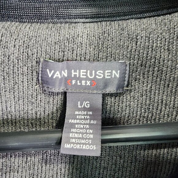 Mens Blue Van Heusen Flex Pullover Sweatshirt 1/4 Zip Mock Neck Long Sleeve L - Picture 3 of 8